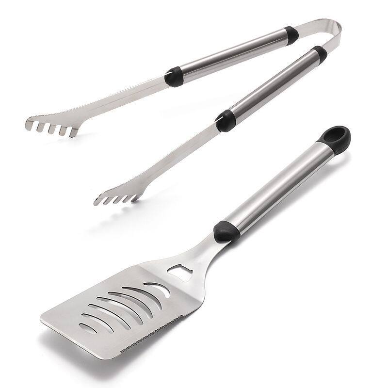 Bbq Outdoor Barbecue Combination Set with Rubber Handle Stainless Steel Grill Tools 4-Piece Set for Home Outdoor Excursions American Style