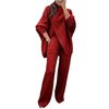 2025 Cross-Border Autum New European and American Amazon Women's Pure Color V Neck Single-Breasted Slim Knitwear Two-Piece Set