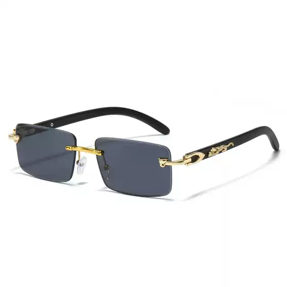 2025 cross-border new frameless fashion sunglasses European and American personality leopard decorative square borderless sunglasses men