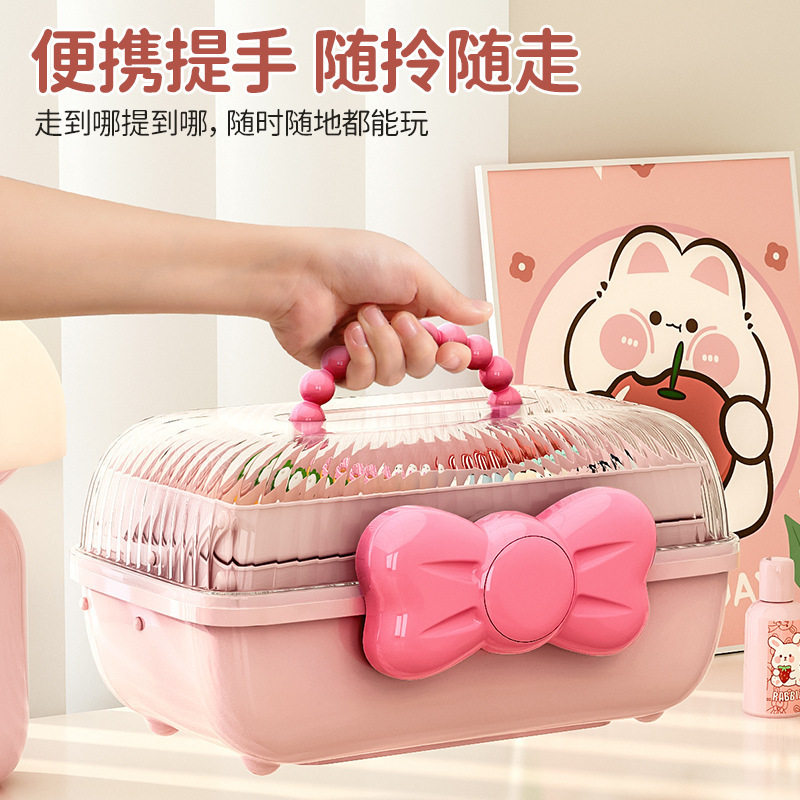 Children's Jewelry Box Bow Storage Box Household Hair Card Hair Accessories Storage Box Suitcase Goo Card Box Stationery Box