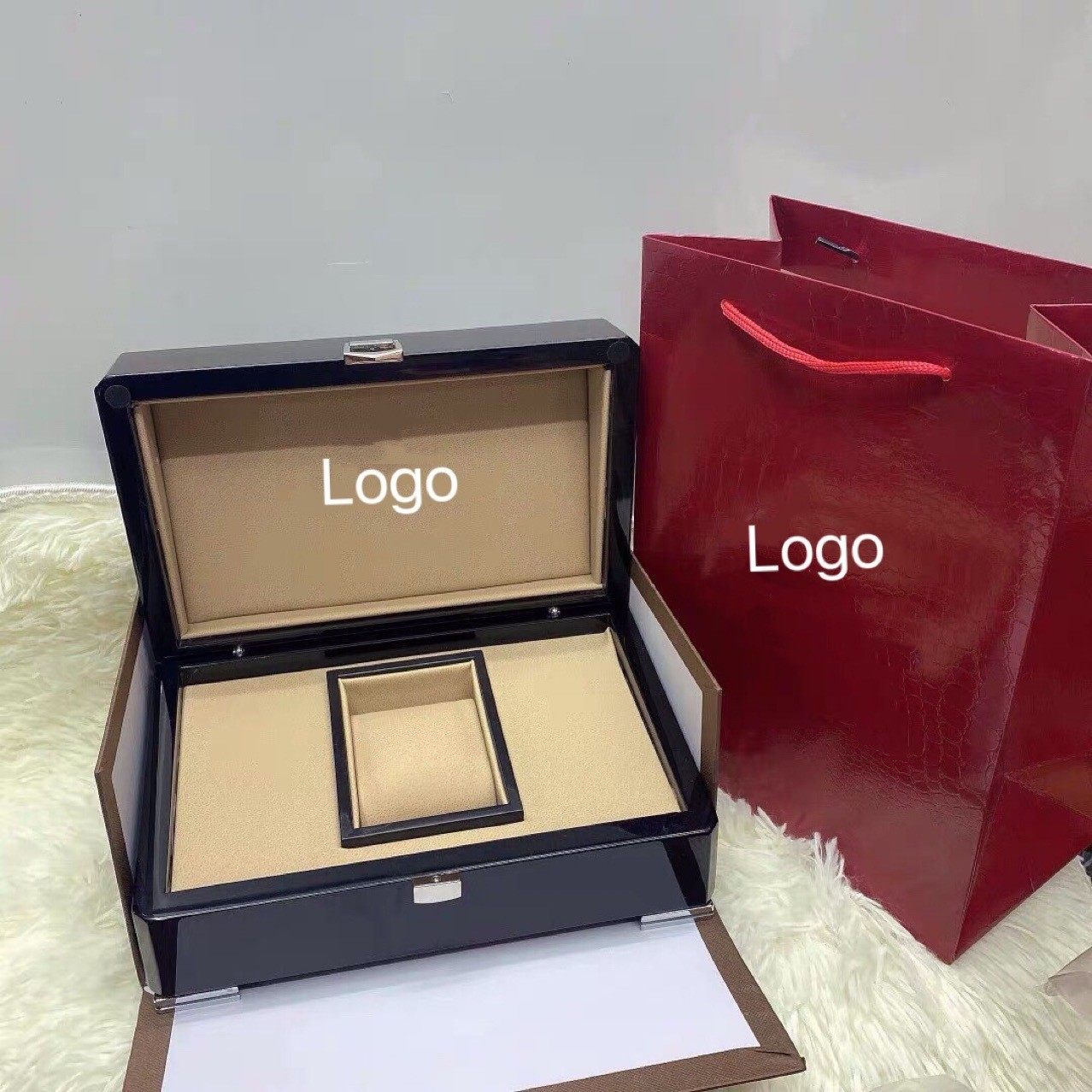 Pp Wooden Watch Box Baidafeili Watch Box Packaging Box Storage Box with Instructions Handbag Full Set