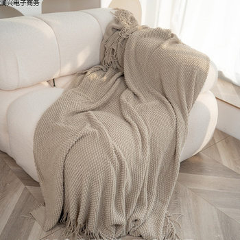 Colorful Knitted Blanket Wabi-Sabi Style Homestay Bedside Decorative Blanket Bed Towel Ins Nap Blanket Throw Blanket Sofa Blanket