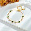 Niche High-End Fashion Gold-Plated Titanium Steel Square Emerald Inlaid Rhinestone Accessories Clavicle Chain Necklace Wholesale