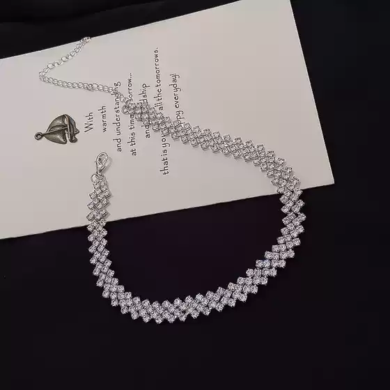 High cold full diamond necklace choker collar Japanese and Korean Net Red personality clavicle chain wholesale trend necklace Fashion necklace