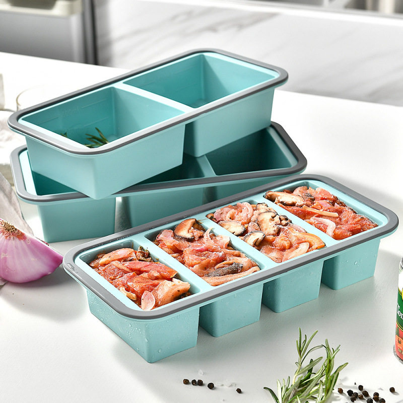 Cross-Border Factory Direct Sales Silicone Compartmented Fresh-Keeping Box Microwaveable Refrigerator Kitchen Food Storage Sealed Box