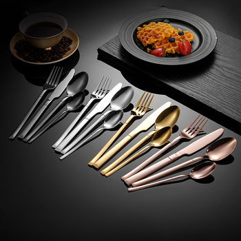 Amazon Four-Piece Restaurant Stainless Steel Knife, Fork and Spoon Knight High-Looking Hotel Steak Knife Western Food Tableware Wholesale