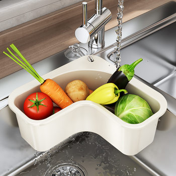 Heart-Shaped Kitchen Storage Rack Sink Drain Basket Vegetable Washing Basin Vegetable Residue Leftover Rice Filter Mesh Cloth Sponge Storage Hanging Basket