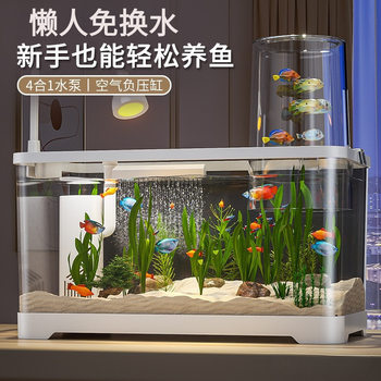 Negative Pressure Fish Tank Filtration and Oxygen Production All-In-One Machine Small Living Room New Ecological Landscaping Home Desktop Goldfish Tank