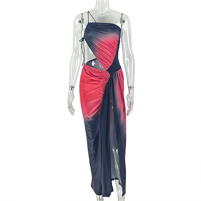 Asymmetrical Floral Print Bodycon Dress Sexy Off Shoulder Ruched Design High Slit Perfect for Parties and Night Out