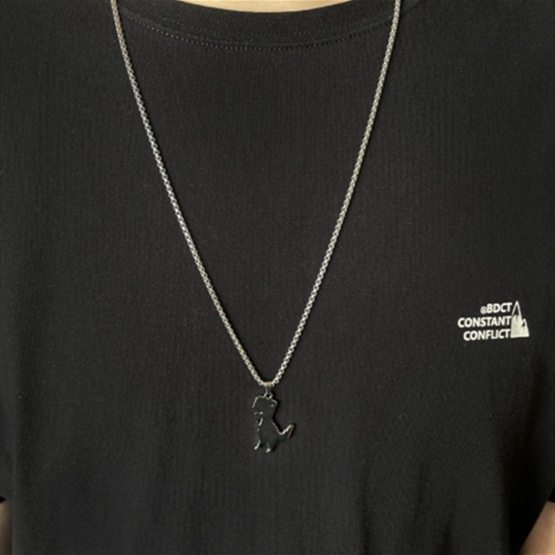 New necklace men's small dinosaur pendant ins hip hop fashion brand pendant summer niche design fashion pendant chain
