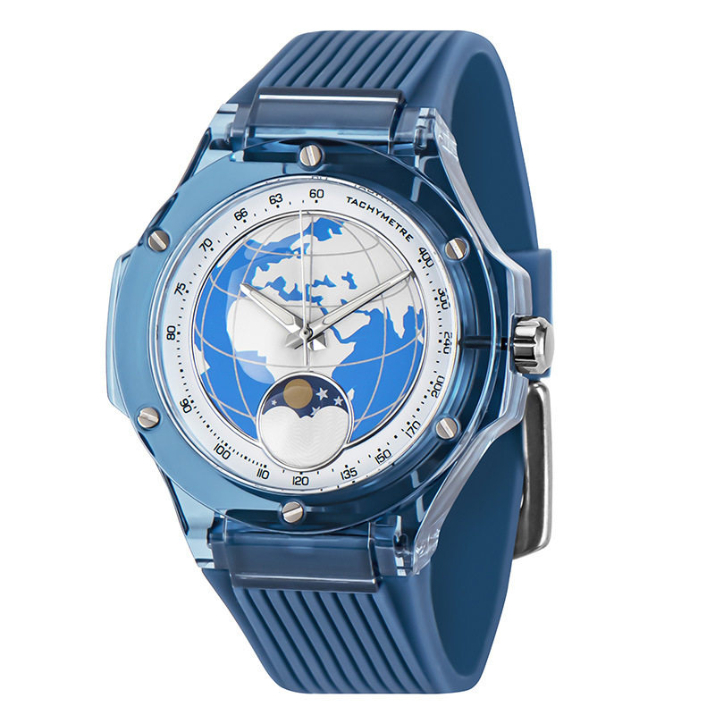 2026 New Model Student Quartz Watch Trendy Fashion Creative Globe Dial with Luminous Hands Sports Silicone Watch