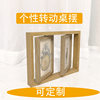 Factory direct sales two-piece rotating photo frame creative ornaments personalized table decoration wooden photo frame solid wood photo frame table