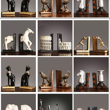 Bookend Shelf Bookend Ornaments Accessible Luxury Bookcase Study Creative Office Decoration Business Gift Desktop Bookrest Pair