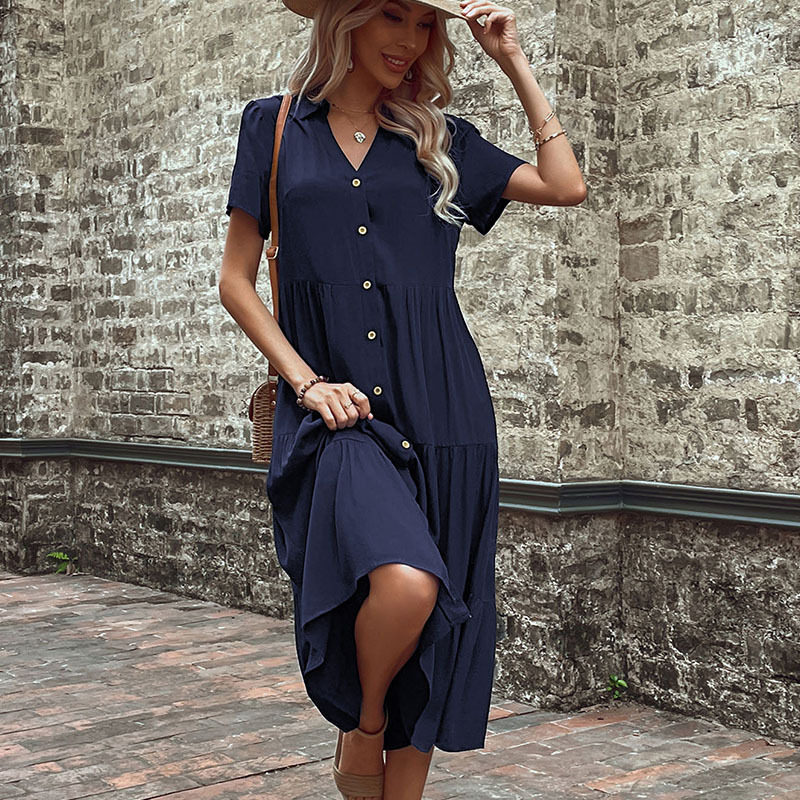 Casual Midi Dress Simple Design Comfortable Fit Summer Style Perfect for Work or Leisure Wholesale Available