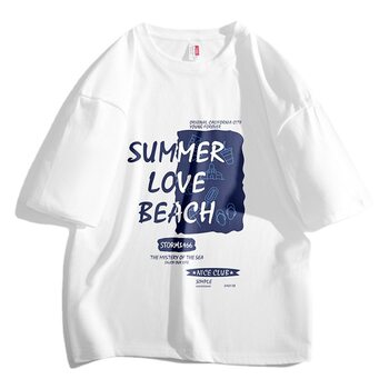 NASA Co-branded Pure Cotton Short-sleeved T-shirt for Men and Women Summer Trendy Brand Pure Cotton Loose Men's Handsome Ice Silk Half-sleeved T-shirt