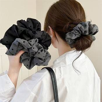 Elegant Bow Polo Dot Large Intestine Hair Band Women's Ball Hair Rope High Elastic Durable Rubber Band Hair Rope Hair Accessories