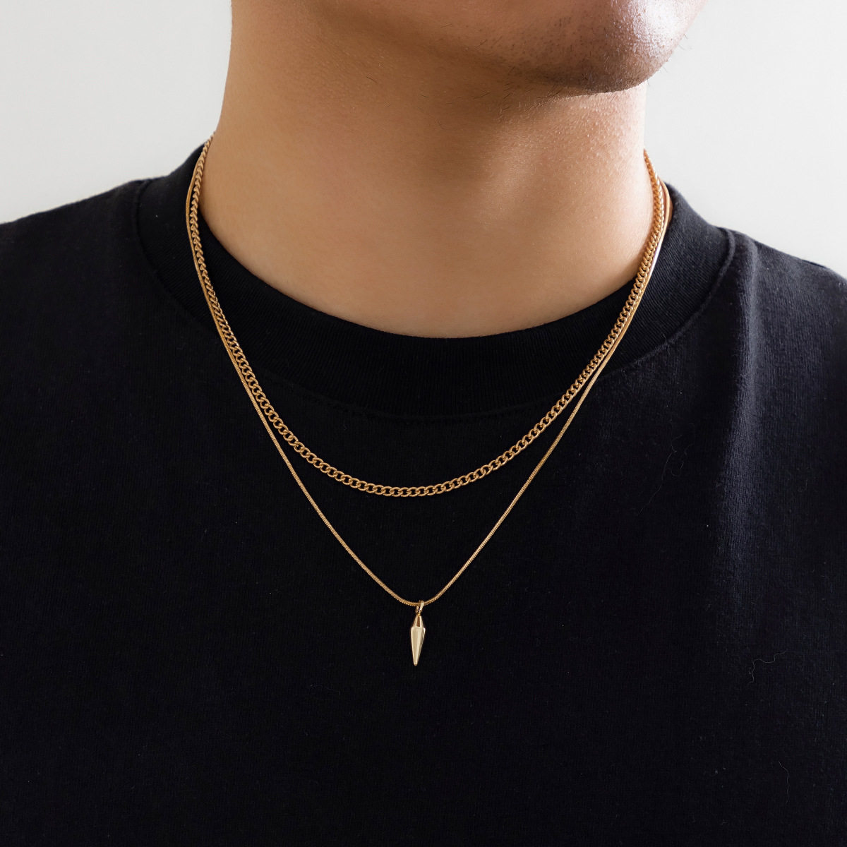 European and American Niche Rivet Necklace Jewelry Men's Trendy Hip-Hop Stylish Long Sweater Chain Cross-Border Men's Clavicle Chain Accessories