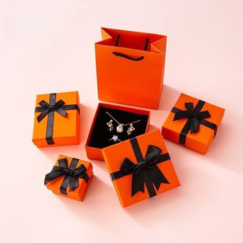 Orange Jewelry Packaging Box, Exquisite Bow Gift Packaging Box, Ring Box, Earrings, Necklace Jewelry Box, Bracelet Box