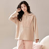 Autumn and Winter new women's pajamas 5a antibacterial confinement clothing nursing clothing long sleeve pull frame plus size loose homewear suit