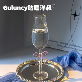 Creative Bow Champagne Glass Ins Style Korean Couple Glass Goblet Blogger Popular Wine Glass