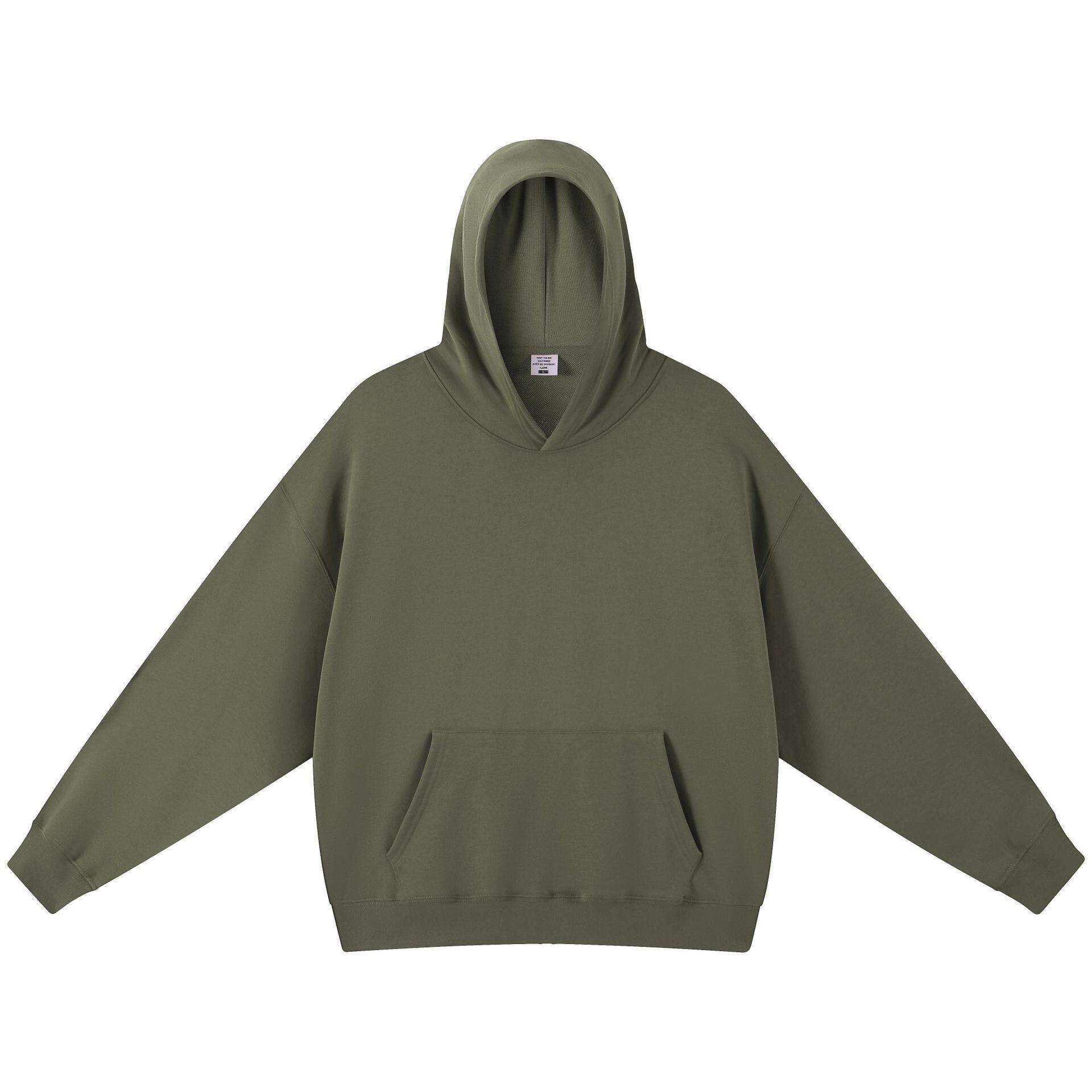 潮牌重磅大毛圈420G纯色连帽卫衣男美式复古宽松休闲简约卫裤上衣