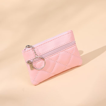 Diamond Embroidery Pu Coin Purse Zipper Small Wallet Solid Color Coin Card Id Storage Bag Portable 2025 Mini