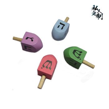 Spot Wooden Finger Spinning Top Lotus Wood Four-Sided Music Symbol Desktop Decompression Wooden Toy Ornaments