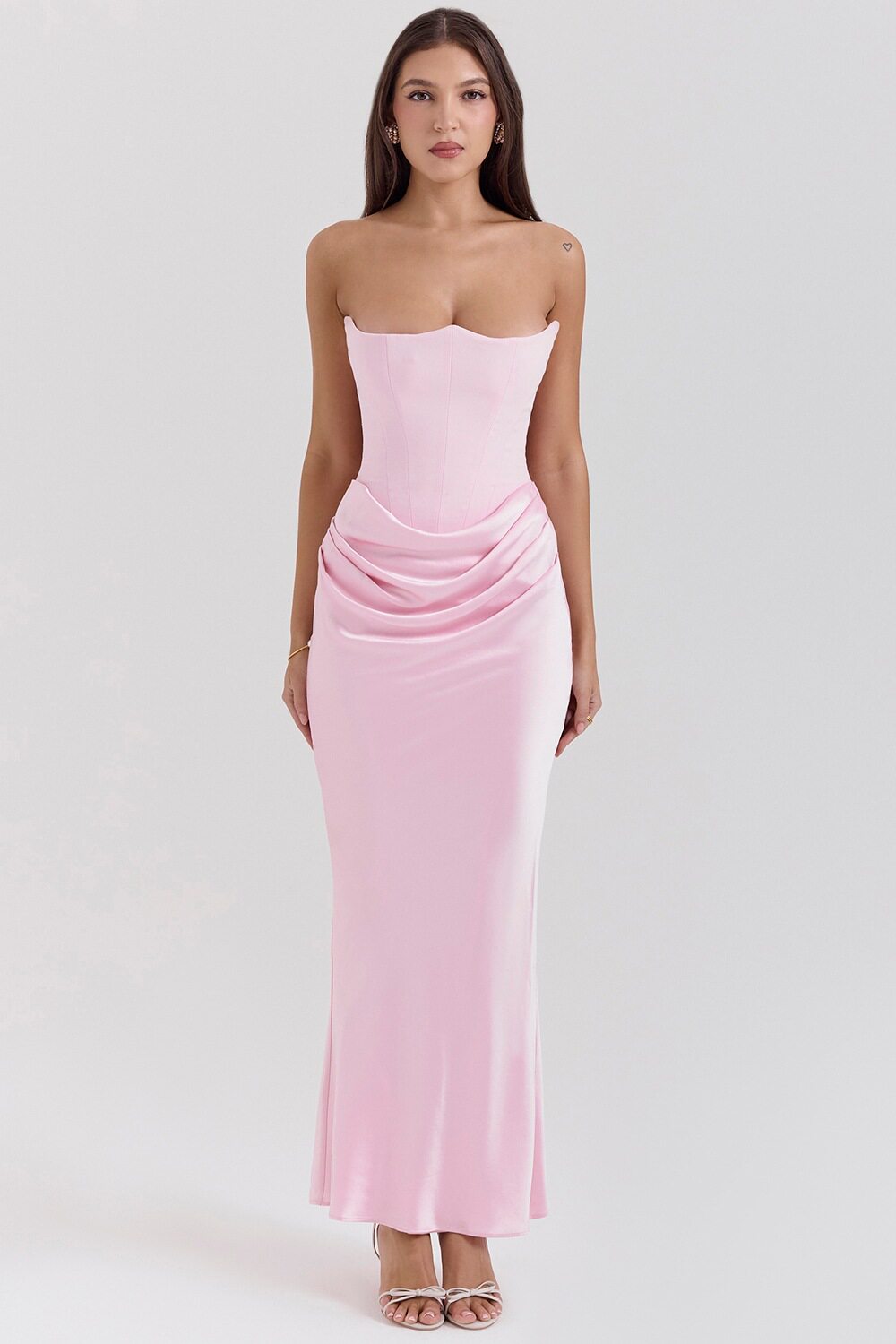 Multi Color Strapless Bodycon Jumpsuit Ruched Design Boned Structure Long Length Perfect for Parties and Events
