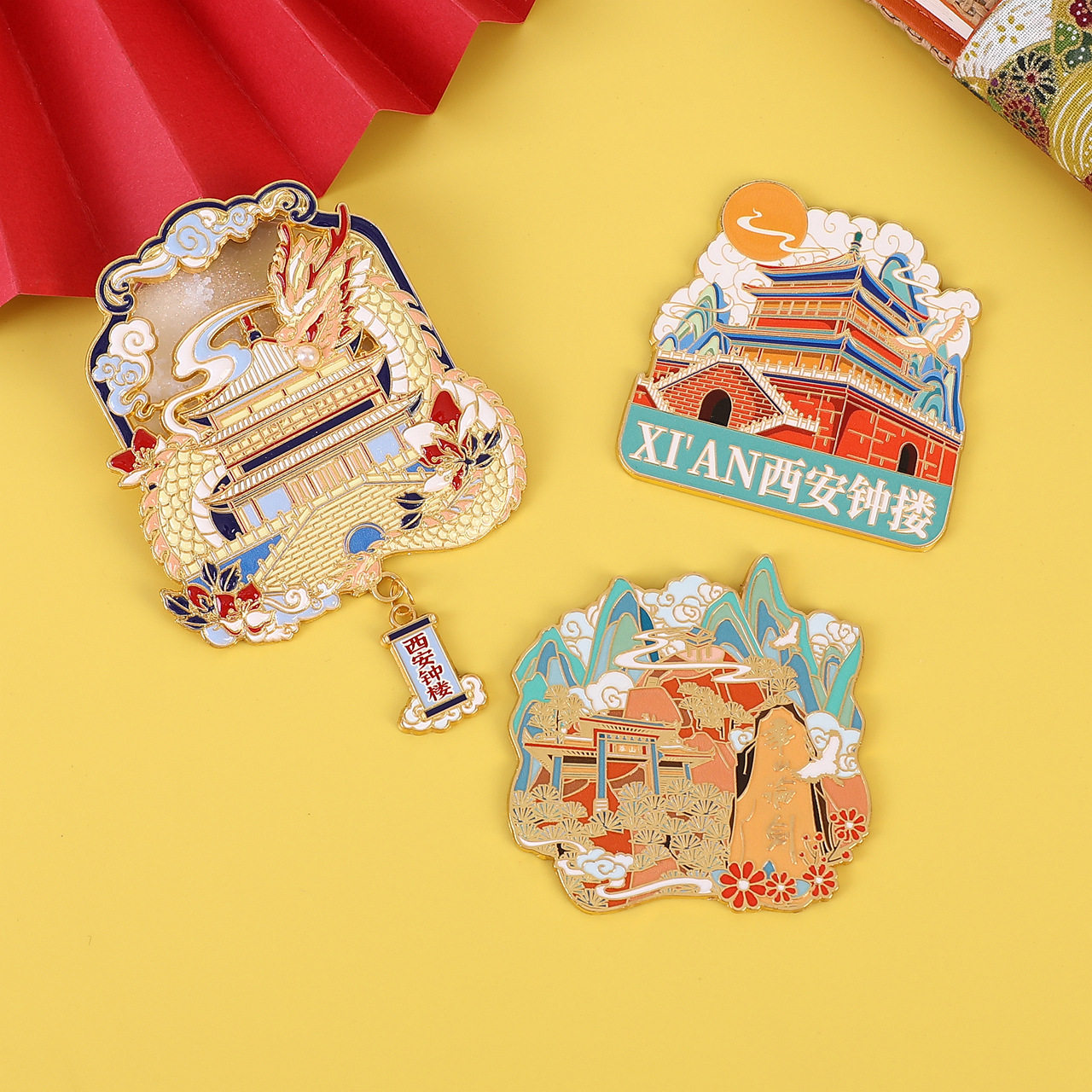 In-Stock Cultural and Creative City Fridge Magnets Xi'An Attractions Chinese Style Travel Souvenirs Landmark Cartoon 3D Magnetic Stickers