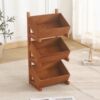 Double-Layer Solid Wood Storage Rack Living Room Desktop Fruit Snack Storage Basket Kitchen Storage Wooden Multi-Layer Storage Rack