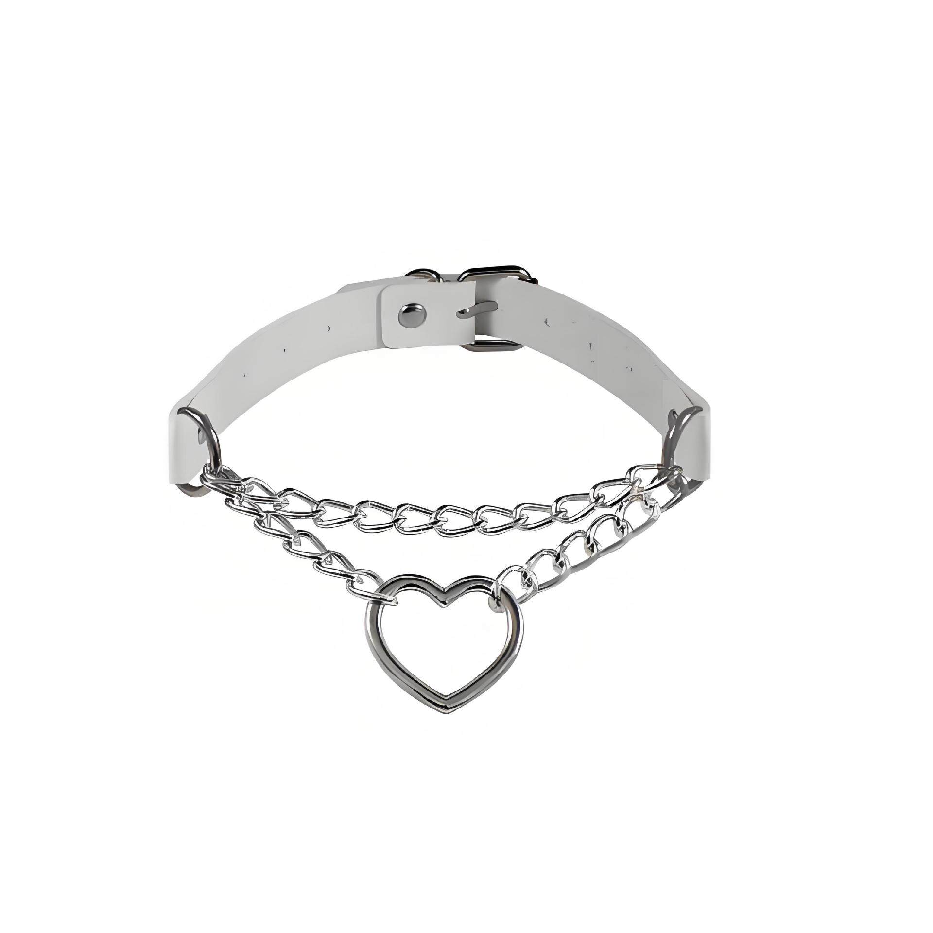 Cross-border European and American Harajuku Heart Collar Necklace Fashion Trend Leather Love Necklace Necklace Necklace Necklace Jewelry