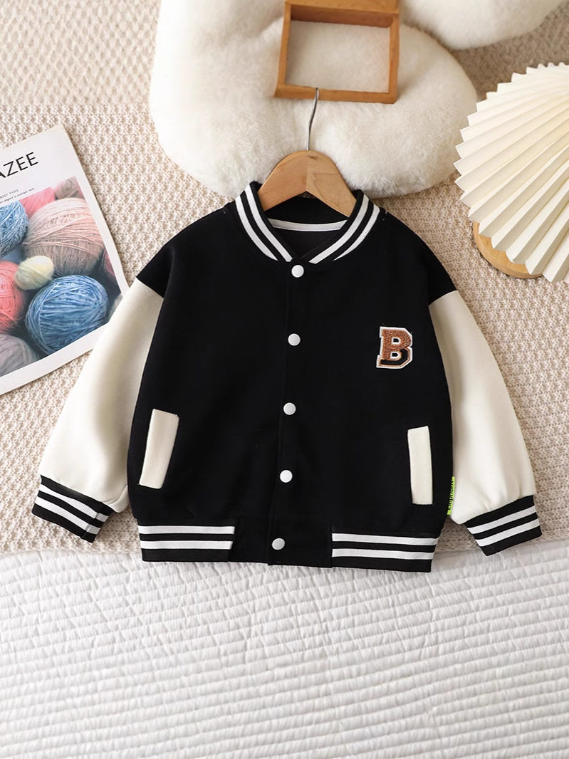 Spring & Autumn Children's Medium-Thick Outerwear, Thickened Baby Early Autumn Coat, Stylish Kids' Baseball Jacket for Outerwear