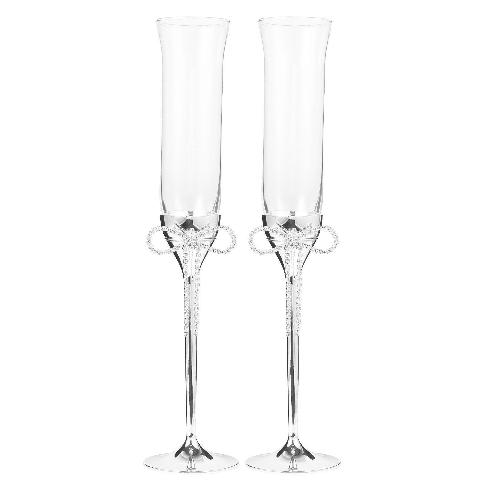 Champagne Glass, Goblet, Red Wine Glass, Diamond Pendant, Metal Silver-Plated Base, Printed Logo, Wedding Gift