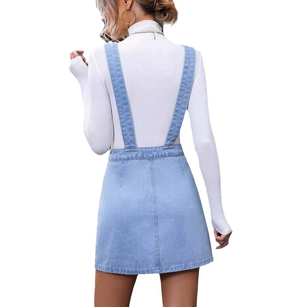 Fashionable Denim Backless Suspender Dress Versatile Style Trendy Design Perfect for Casual Outings Wholesale