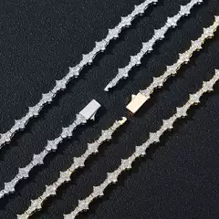 European and American Style Personalized Diamond-Encrusted Hip-Hop Necklace for Men, Rap Trendy Brand, High-End Spring Clasp Airplane Tennis Chain Sweater Chain