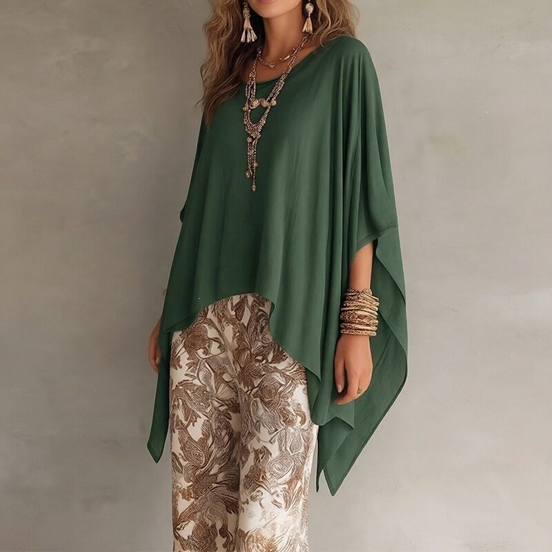Womens Spring Batwing Sleeve Top Casual Loose Fit Solid Color Perfect for Everyday Wear Wholesale Available