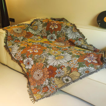 Cross-Border Foreign Trade Beach Towel Flower Tapestry Sofa Cover Towel Thread Blanket Stain-Resistant One-Piece Sofa Blanket Dropshipping
