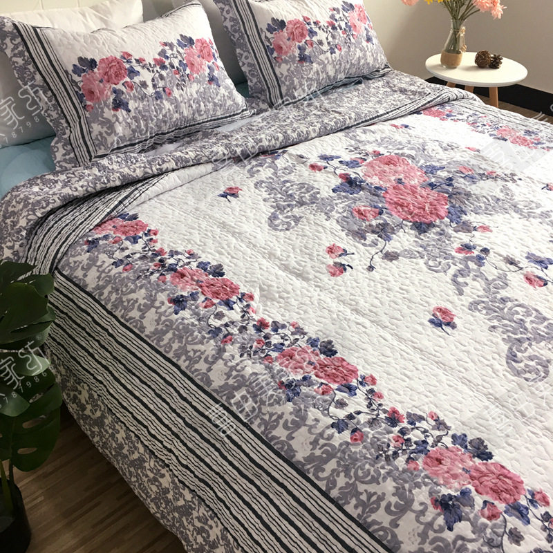 Quilted quilt three-piece set summer cool quilt foreign trade style American style cotton hand-made side atmospheric bed cover air conditioning quilt