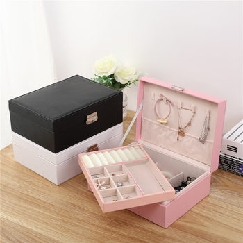 Jewelry Box Multi-layer with Lock Light Luxury PU Leather Jewelry Packaging Earrings Earrings Necklace Gift Box Jewelry Box Storage Box