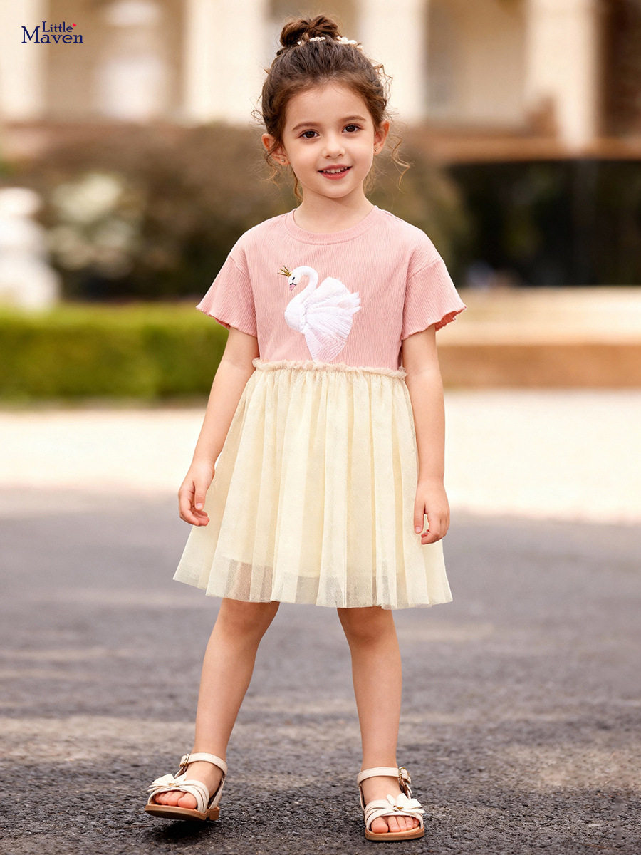 New Summer Girls' Dress, [Style] Tulle Kids' Skirt, Cute Cartoon Summer Dress