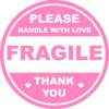 Pink round fragile label round fragile sticker for shipping mailing envelope carton tray adhesive label