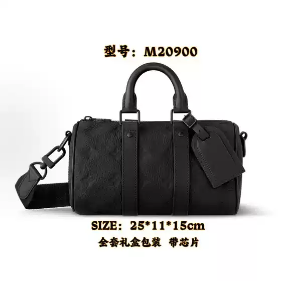 2025 New Men's Crossbody Bag First Layer Cowhide Pillow Bag Embossed Shoulder Bag Roller Bag Cylindrical Bag Crossbody Bag
