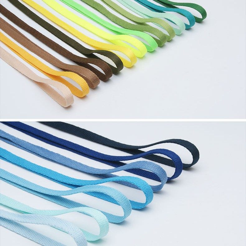 Factory Spot Colorful 8mm Single Layer Flat Shoe Rope Sports Flat Shoelace Hat Windproof Flat Strap Polyester Flat Rope