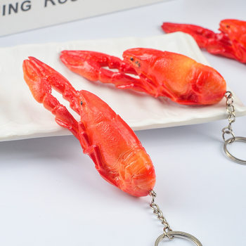 Crayfish Keychain Pendant Simulation Food Model Stereo Spicy Crayfish Props Ornaments Promotional Gifts