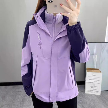 Camel HJCAMEL Three-in-One Detachable Charge Clothes Women's Small fleece-lined Thickened Autumn and Winter Tooling Couple