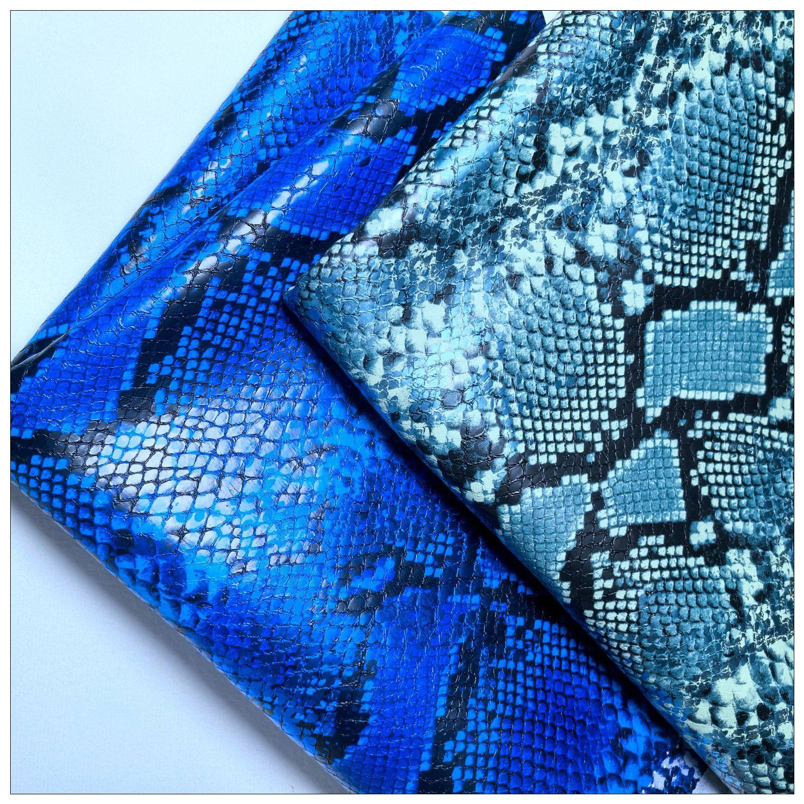 Factory Spot Wholesale Spot Snake Pattern Pu Leather Imitation Cotton Velvet Bottom Hot Stamping Artificial Leather Fabric Bags and Leather Goods