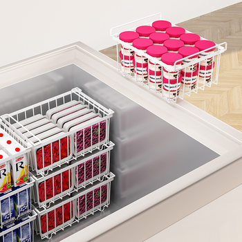 Freezer Hanging Basket Refrigerator Shelf Multi-layer Freezer Interior Food Net Basket Cabinet Hanging Basket Summer Partition Basket