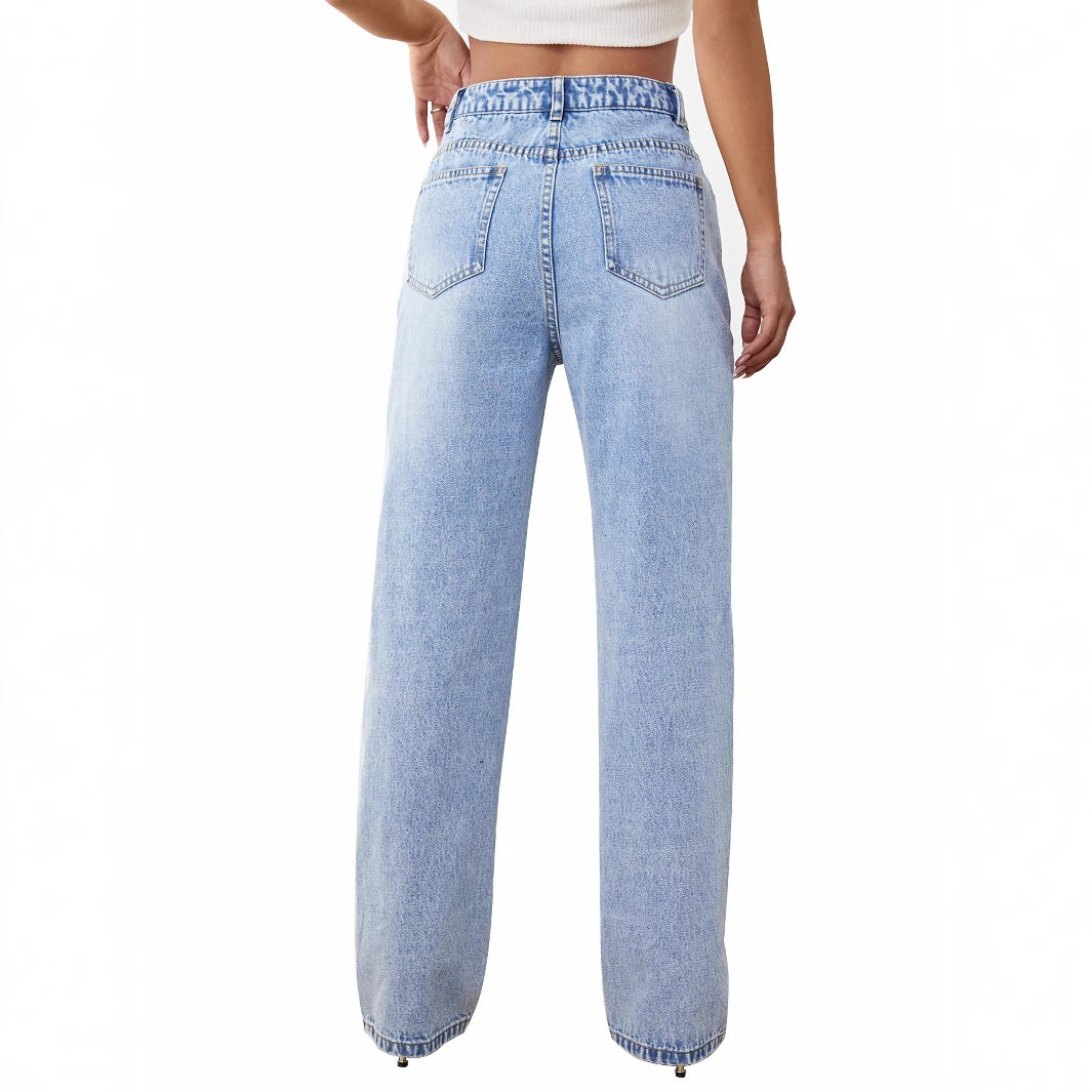 High Waisted Straight Leg Jeans Vintage Style Casual Fashion Versatile Fit Perfect for Everyday Wear Wholesale