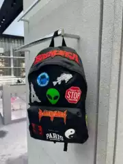 22SS Explorer Alien Logo Embroidered Graffiti Sticker Backpack