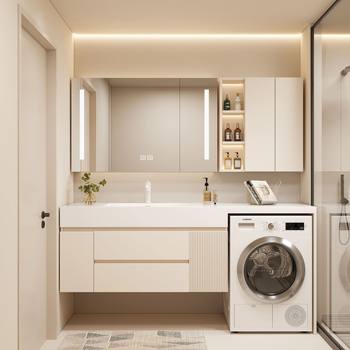 Washing Machine Cabinet Made of Wanhua Hexiang Board, Whole-House Customization, Qianyuzhou Balcony Cabinet, Chengdu Furniture Factory Custom Cabinet, Environmentally Friendly